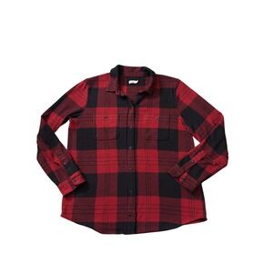 Faherty Mens Red Black Buffalo Plaid Flannel Button Down Shirt Large L FF38